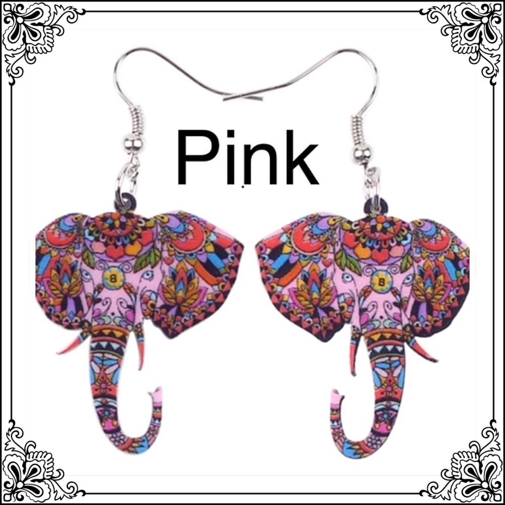 Elephant Acrylic Earrings - Picture 4 of 5